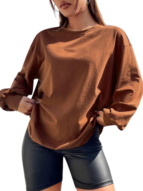 CHKOKKO Oversized Round Neck Drop Shoulder Solid