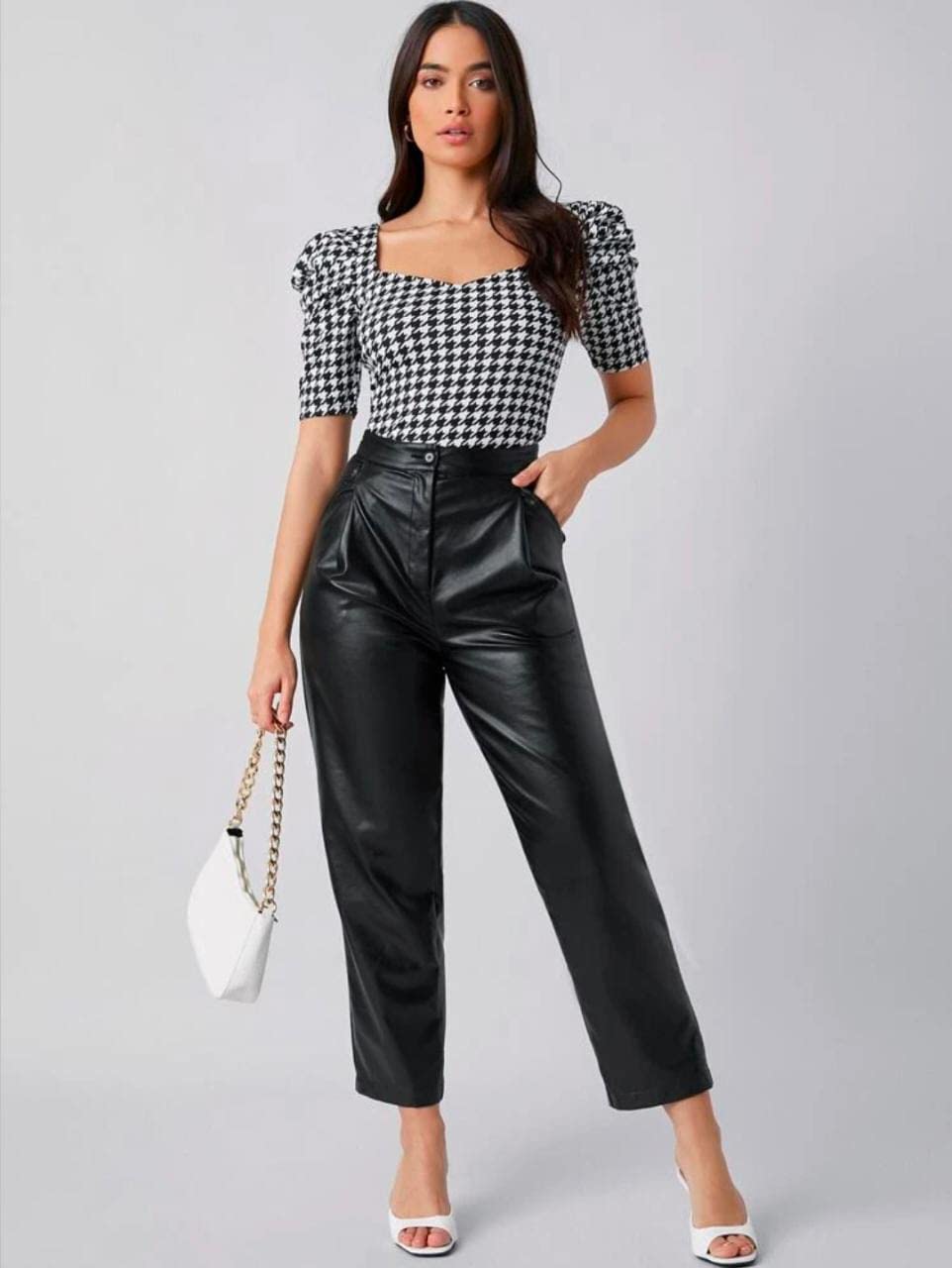Dream Beauty Fashion Women's Puff/Baloon Sleeves V-Neck Casual Top (Top-MG-1)