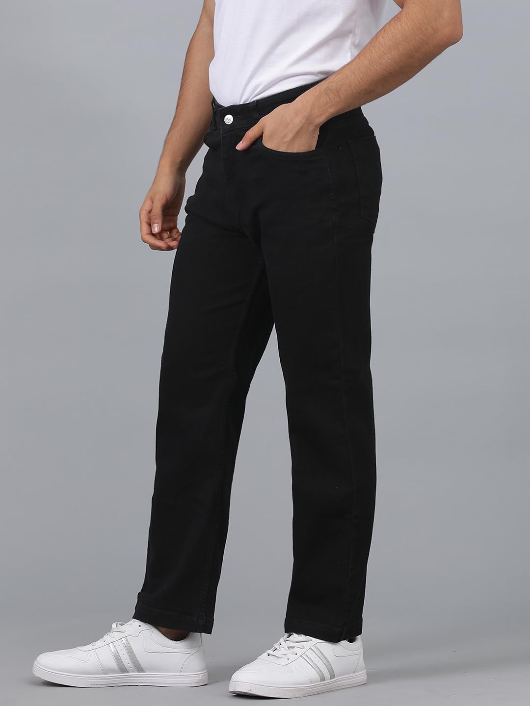 KOTTY Men's Solid Straight Fit/Skinny Fit/Relaxed Fit