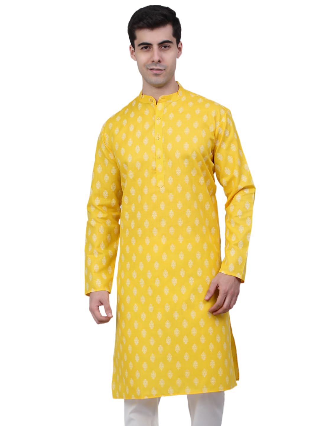 Jompers Men's Cotton Floral Printed Kurta