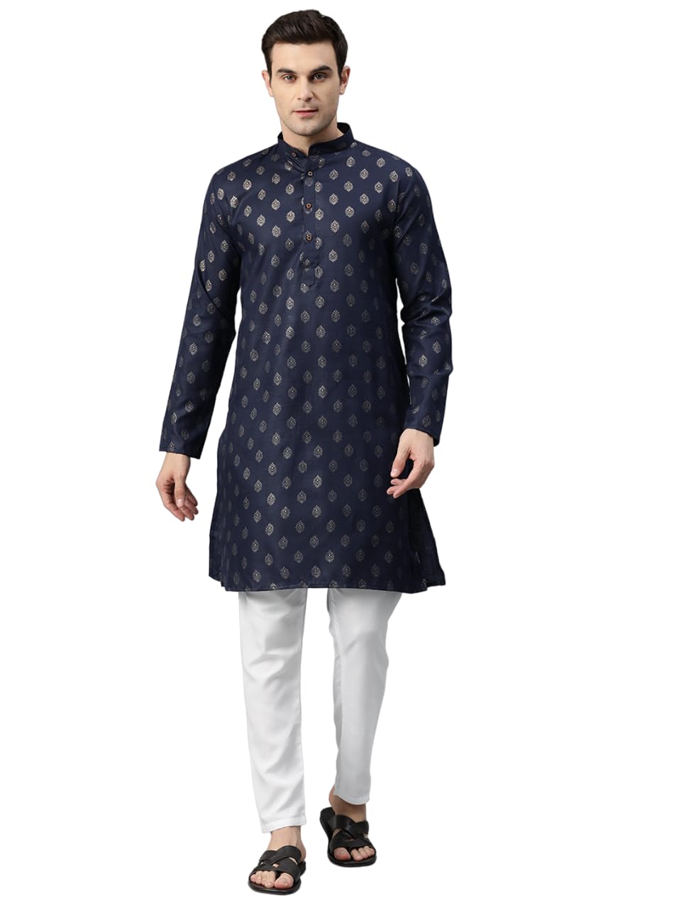 Luxrio Kurta for Men Cotton Blend Printed Regular Fit