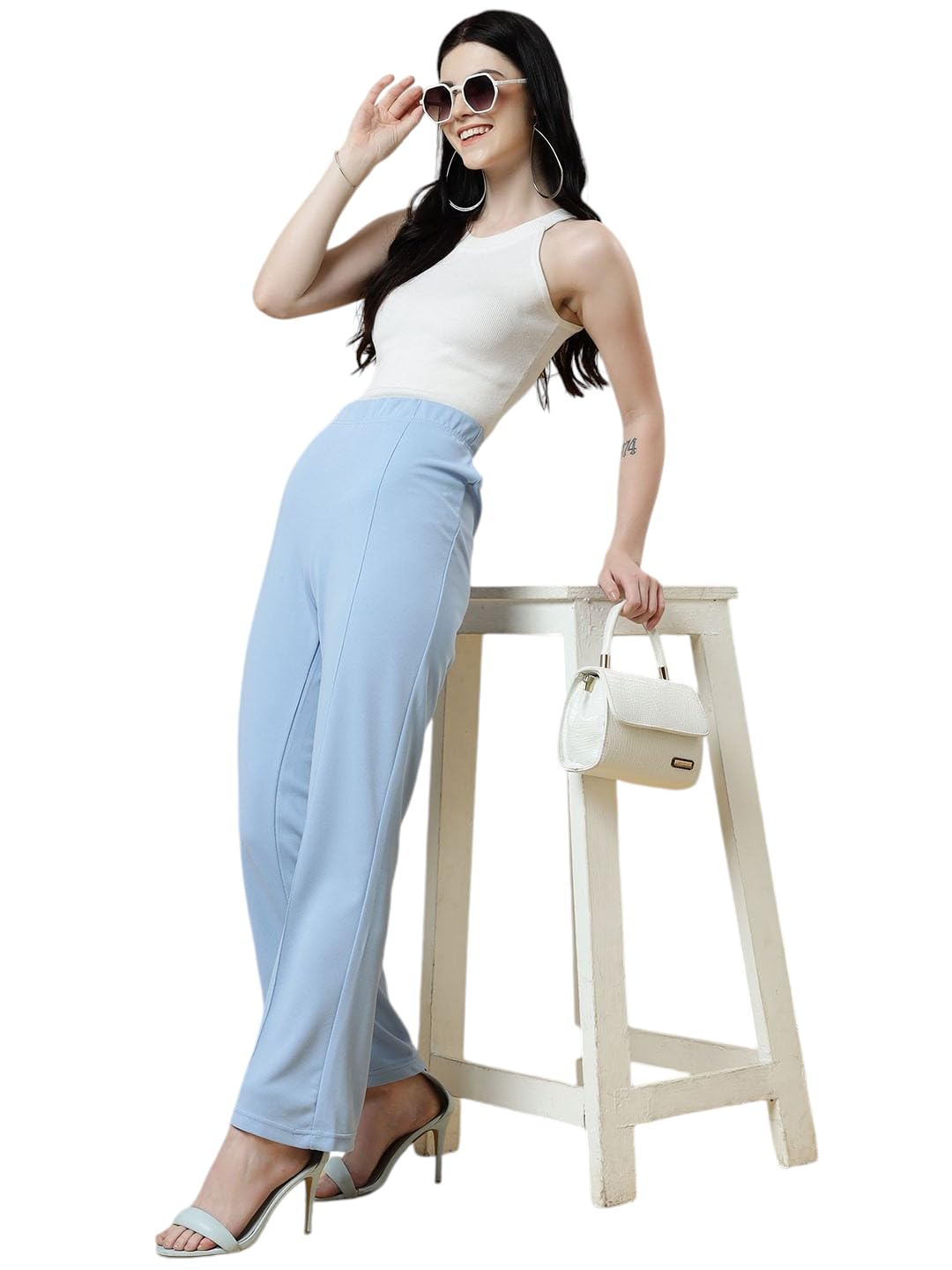 Qyaas Women's Classic Trouser Pants, High Waist