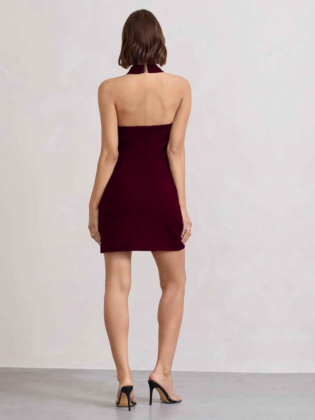 ADDYVERO V-Neck Sleeveless Cotton Blend Solid Bodycon Knee-Length Women Dress