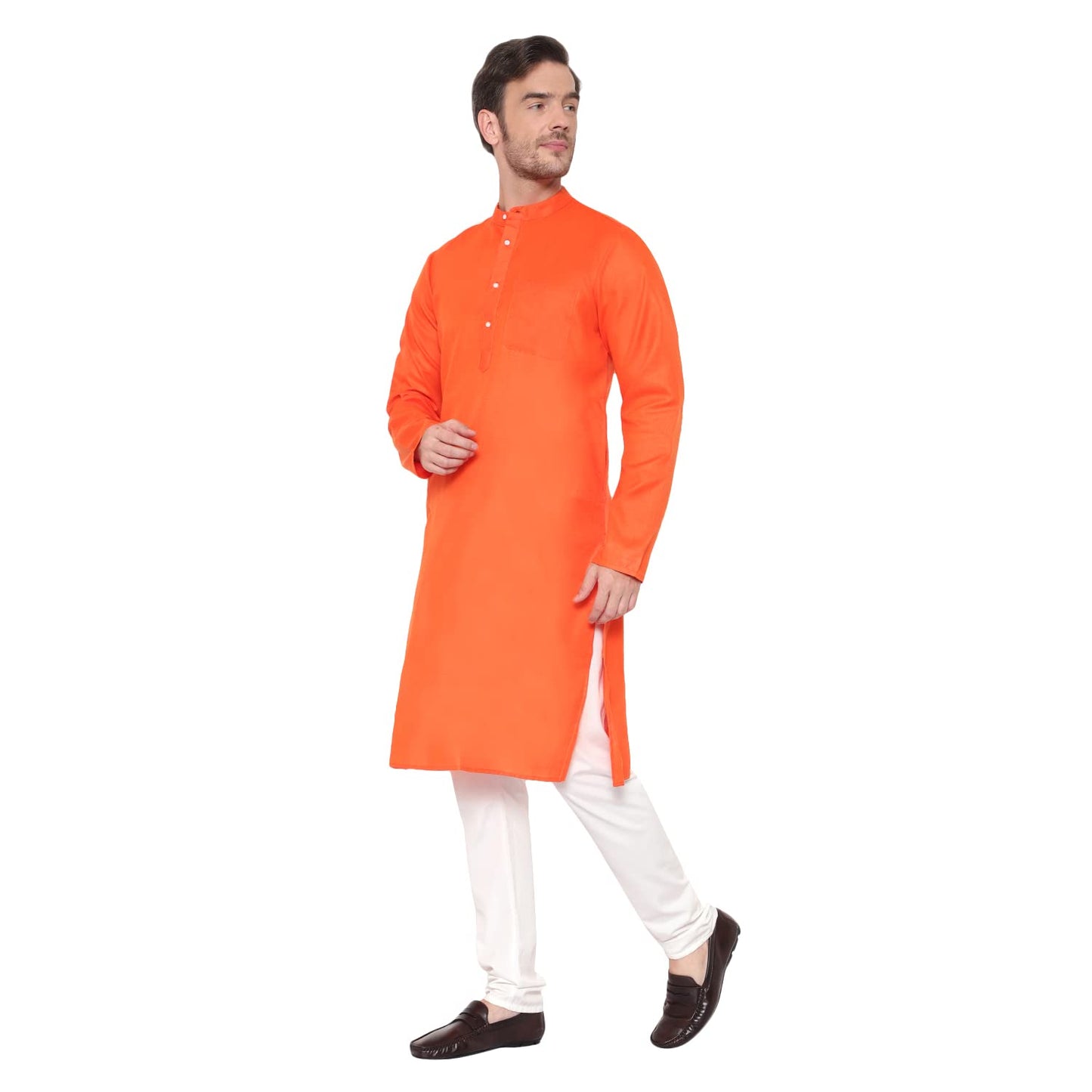 LATEST CHIKAN Men's Cotton Blend Solid Long Kurta