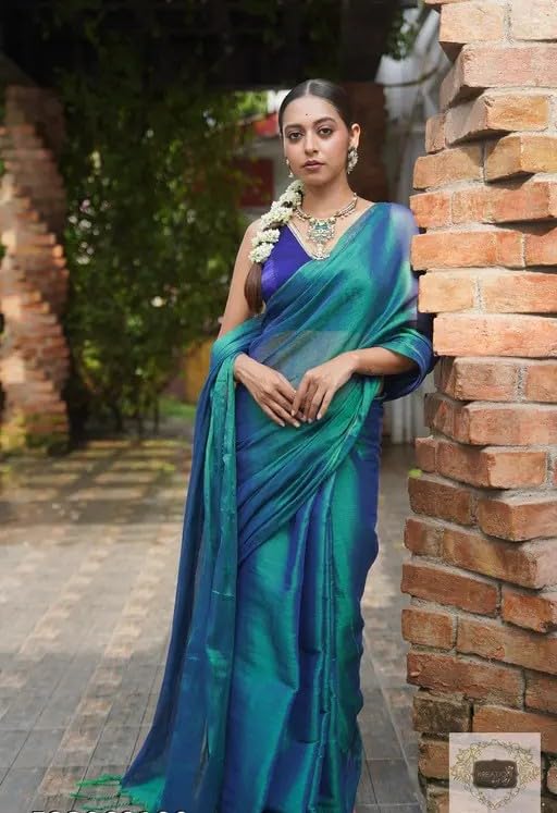 Rainbow Clothing,Womens Soft Tissue Silk Solid Saree