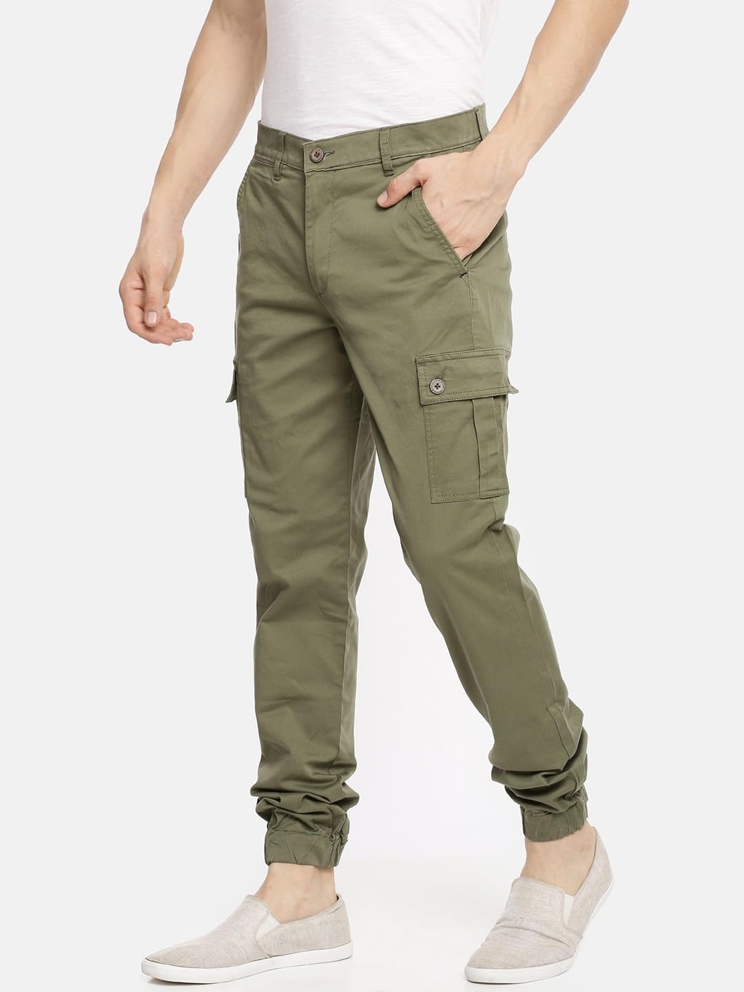 The Indian Garage Co Men's Slim Fit Mid Rise Cargo Pant