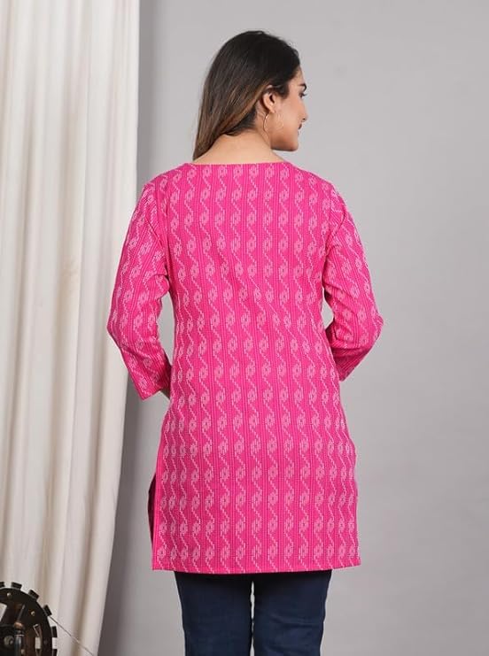 HION HILS Traditional Cotton Print Kurta Office Short Kurti