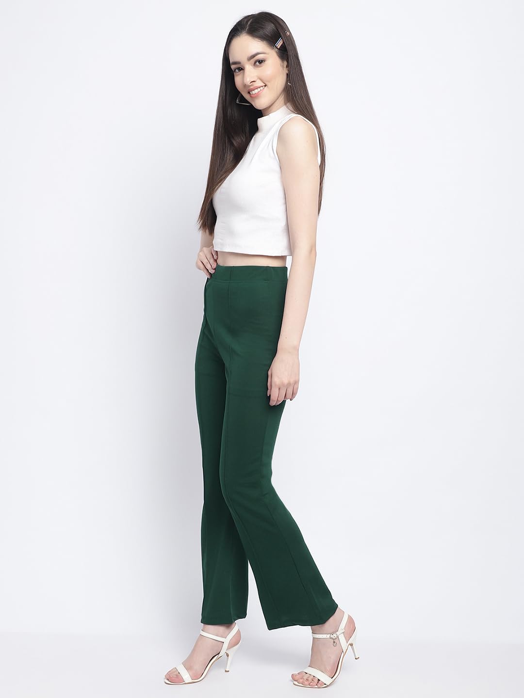 Jinax Women's Relaxed Fit Flat-Front Trousers, Elastic
