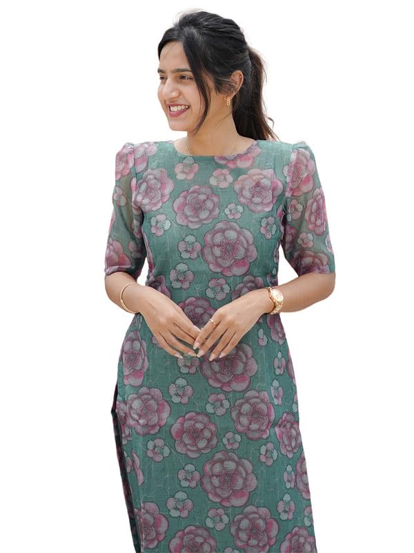 Sun Fashion Women's Chanderi Stitched Printed Kurti