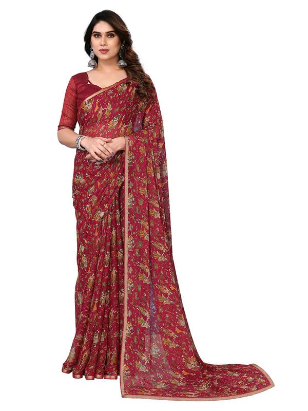 Women's Lace & Printed Chiffon Saree