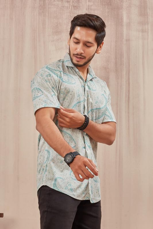MART Men's Printed Lycra Half Sleeve Shirt Fashionable