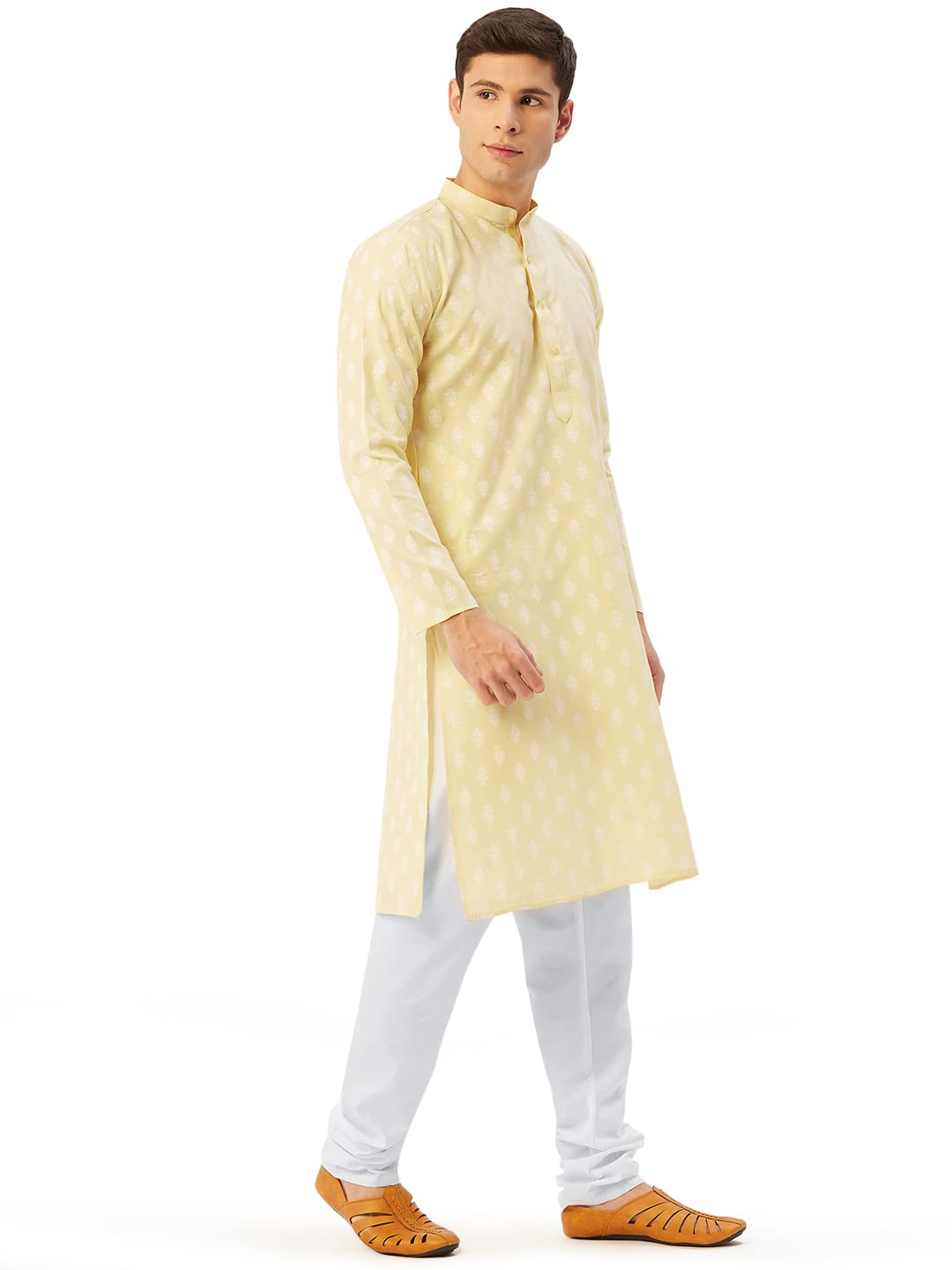 Jompers Men's Cotton Floral Printed Kurta