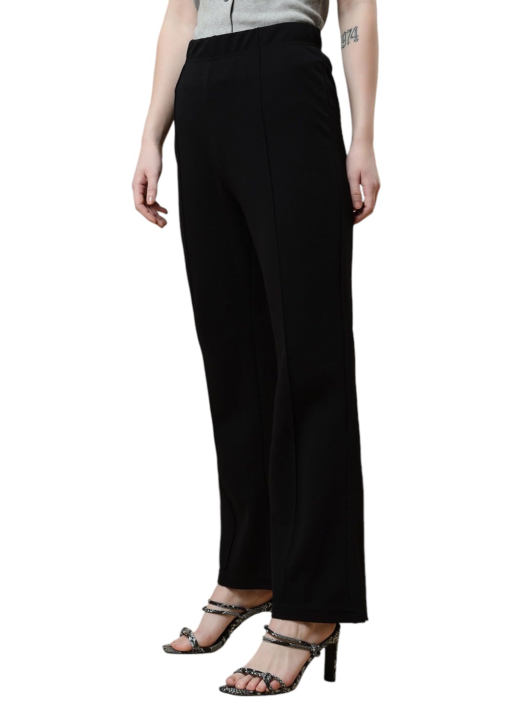 Qyaas Women's Classic Trouser Pants, High Waist