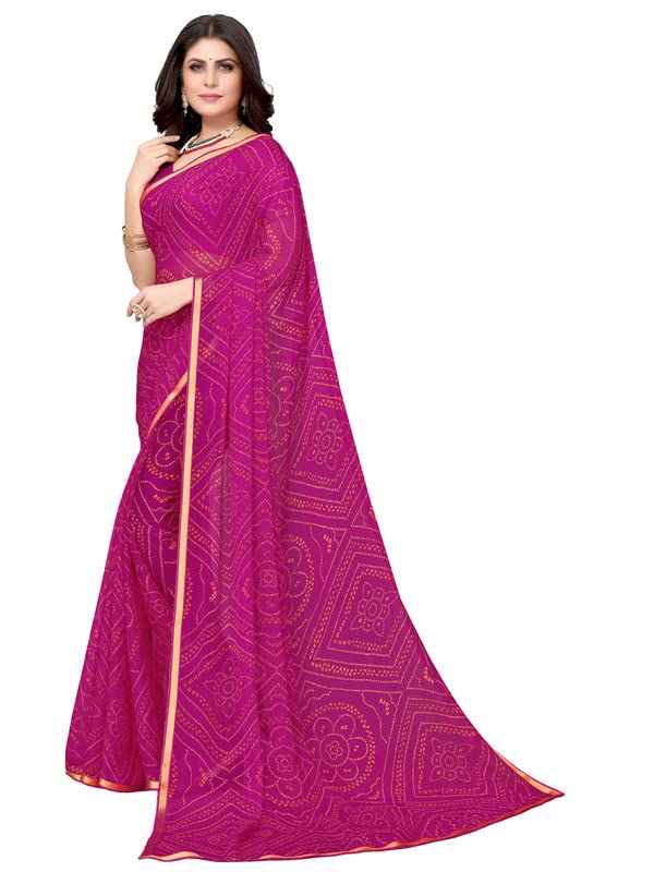 SIRIL Women's Chiffon Printed Saree with Blouse Piece