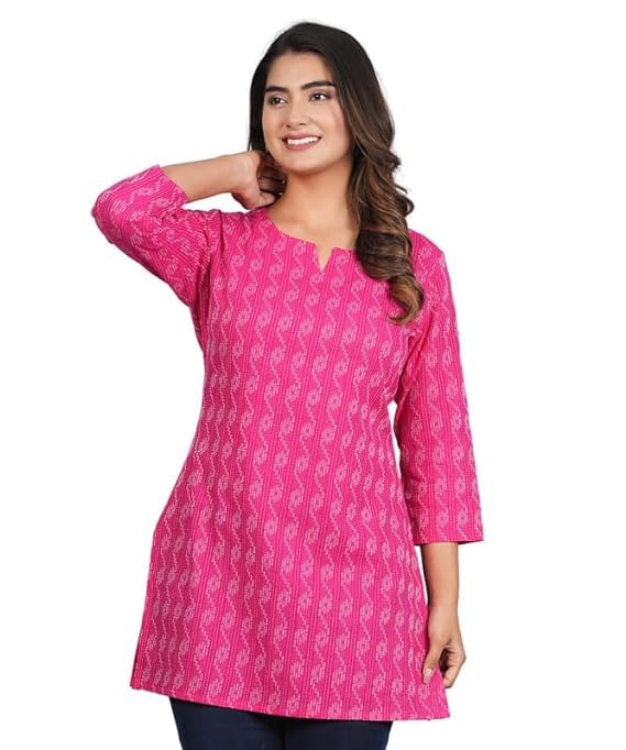 HION HILS Traditional Cotton Print Kurta Office Short Kurti