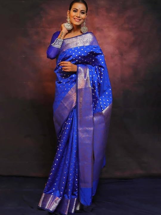 Women's Cotton Silk Woven Saree with Blouse Material