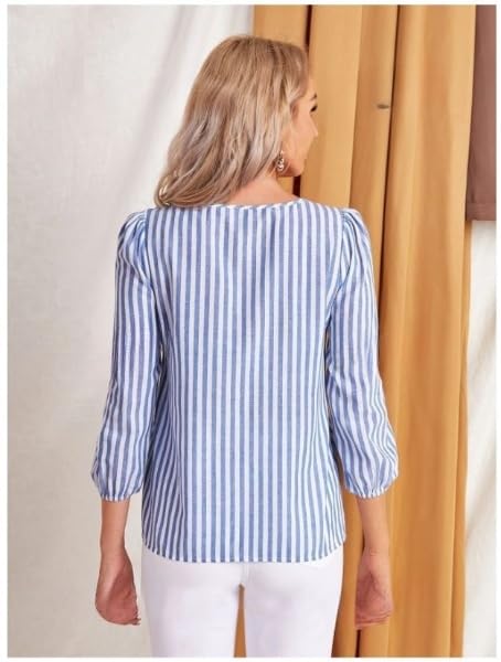 JC JUMMY COUTURE Striped Print Round Neck Blouse