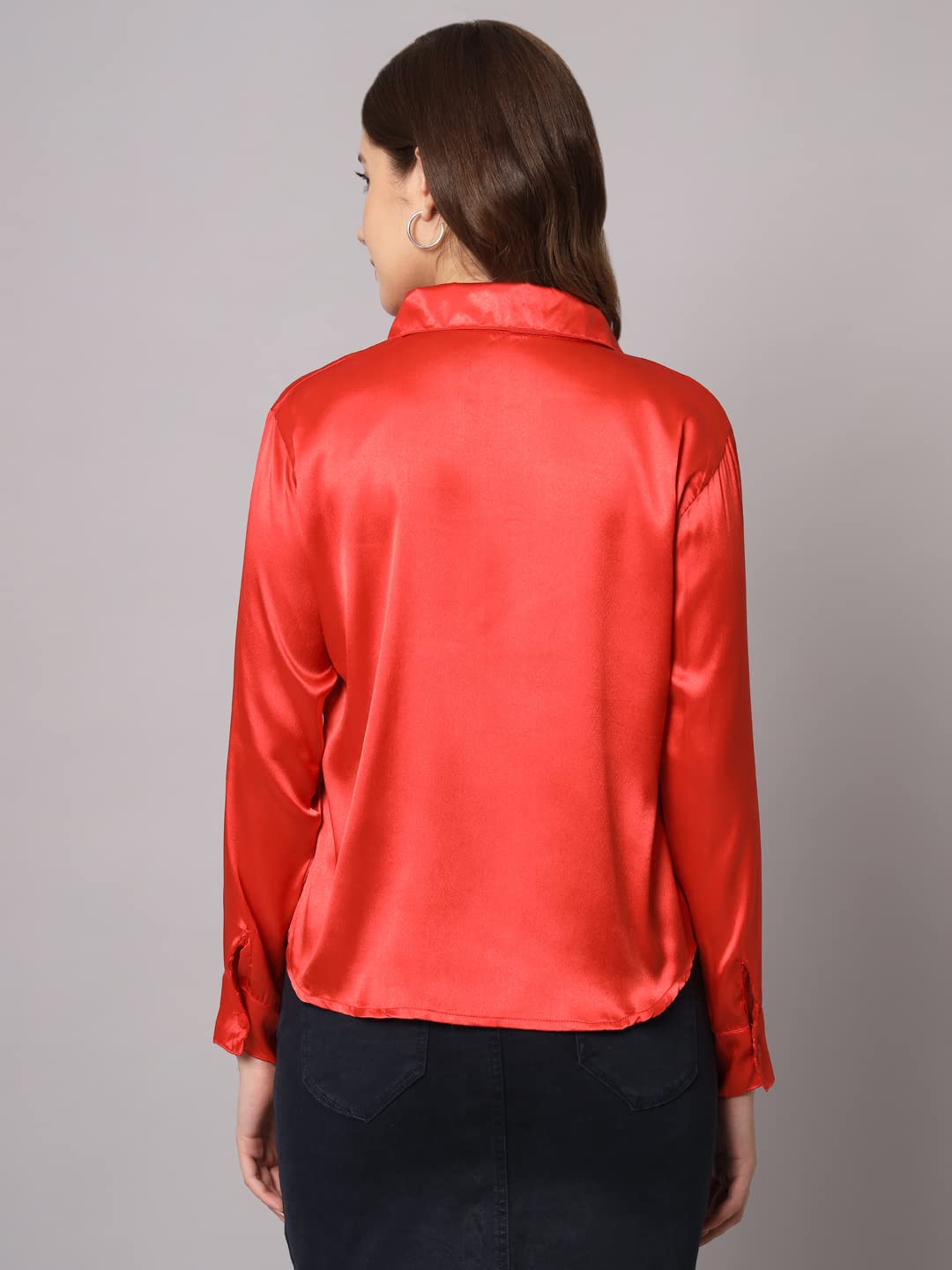 FUNDAY FASHION Women Solid Formal Satin Regular Fit Shirt