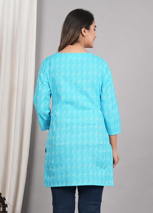 HION HILS Traditional Cotton Print Kurta Office Short Kurti