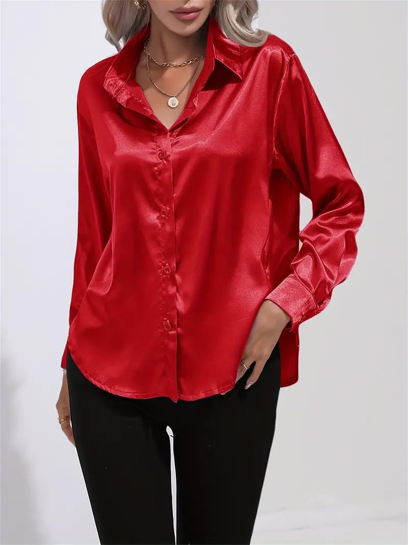 IndoPrimo Shirt for Women | Women Shirt | Shirt for Women | Full Sleeve Shirt for Women | Satin Shirt for Women | Western Shirt for Women Stylish | Shirt for Girls