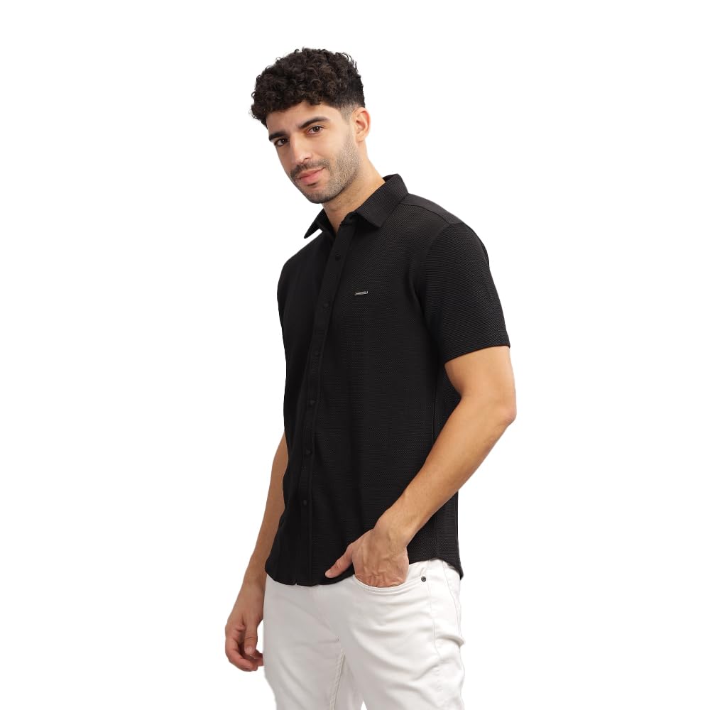 Parcel Yard Men's Airforce Self Design Shirt with Collar