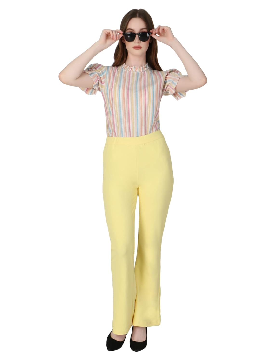 ZUVINO Ribbed Bell Bottom Office Pants, Formal Options