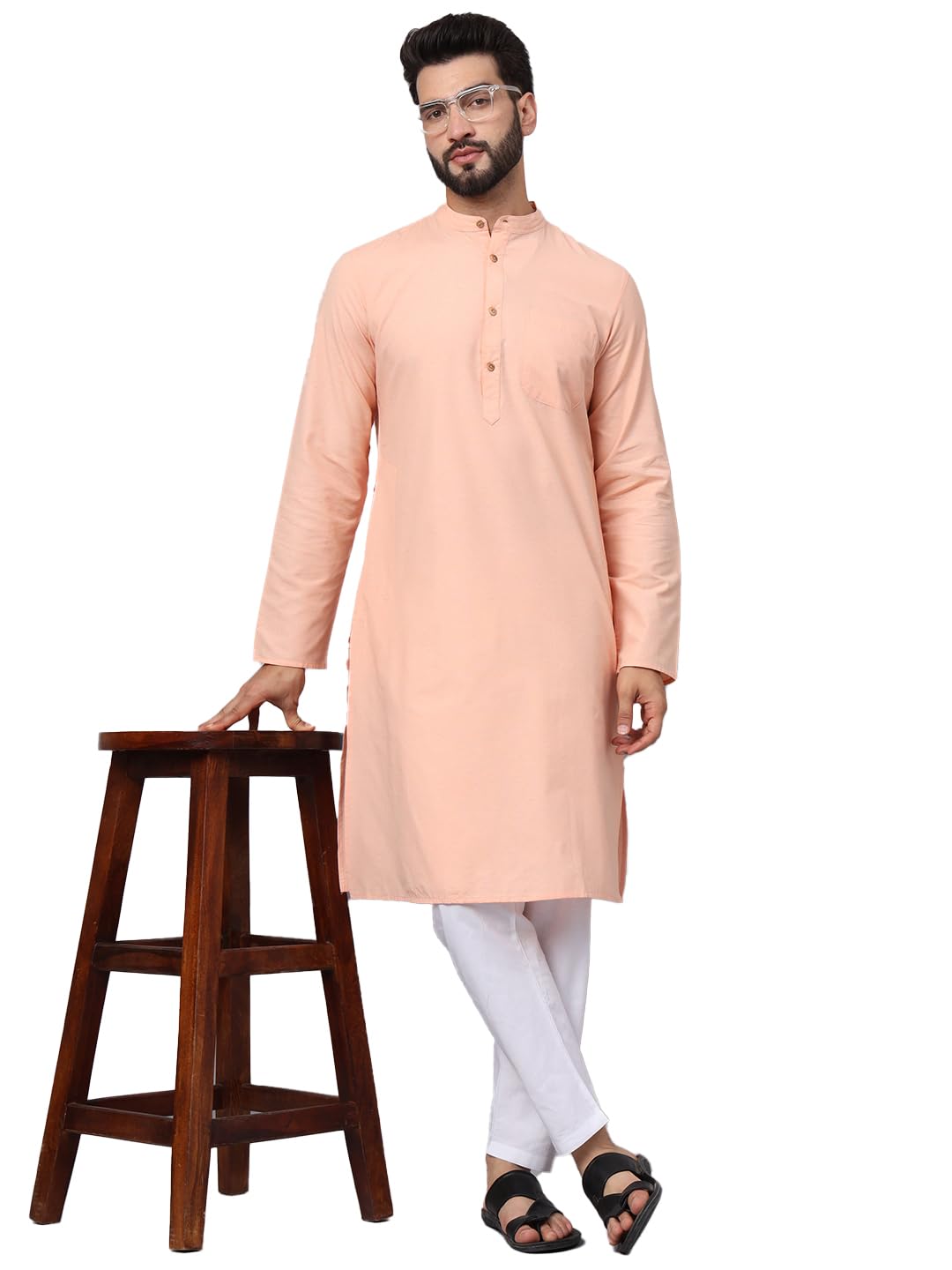 CHIKAN Men's Cotton Regular Premium Long Kurta
