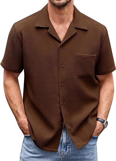 ColorChakra Casual Waffle Knit Shirt for Men