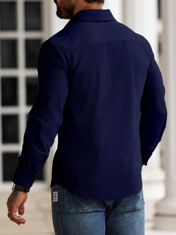 MiraMichi Corduroy Men's Full Sleeve Casual Striped