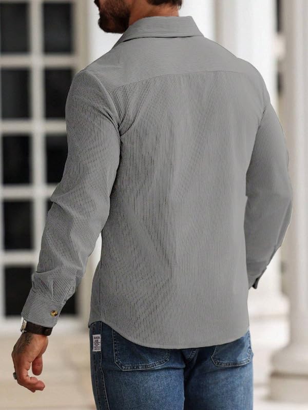 MiraMichi Corduroy Men's Full Sleeve Casual Striped