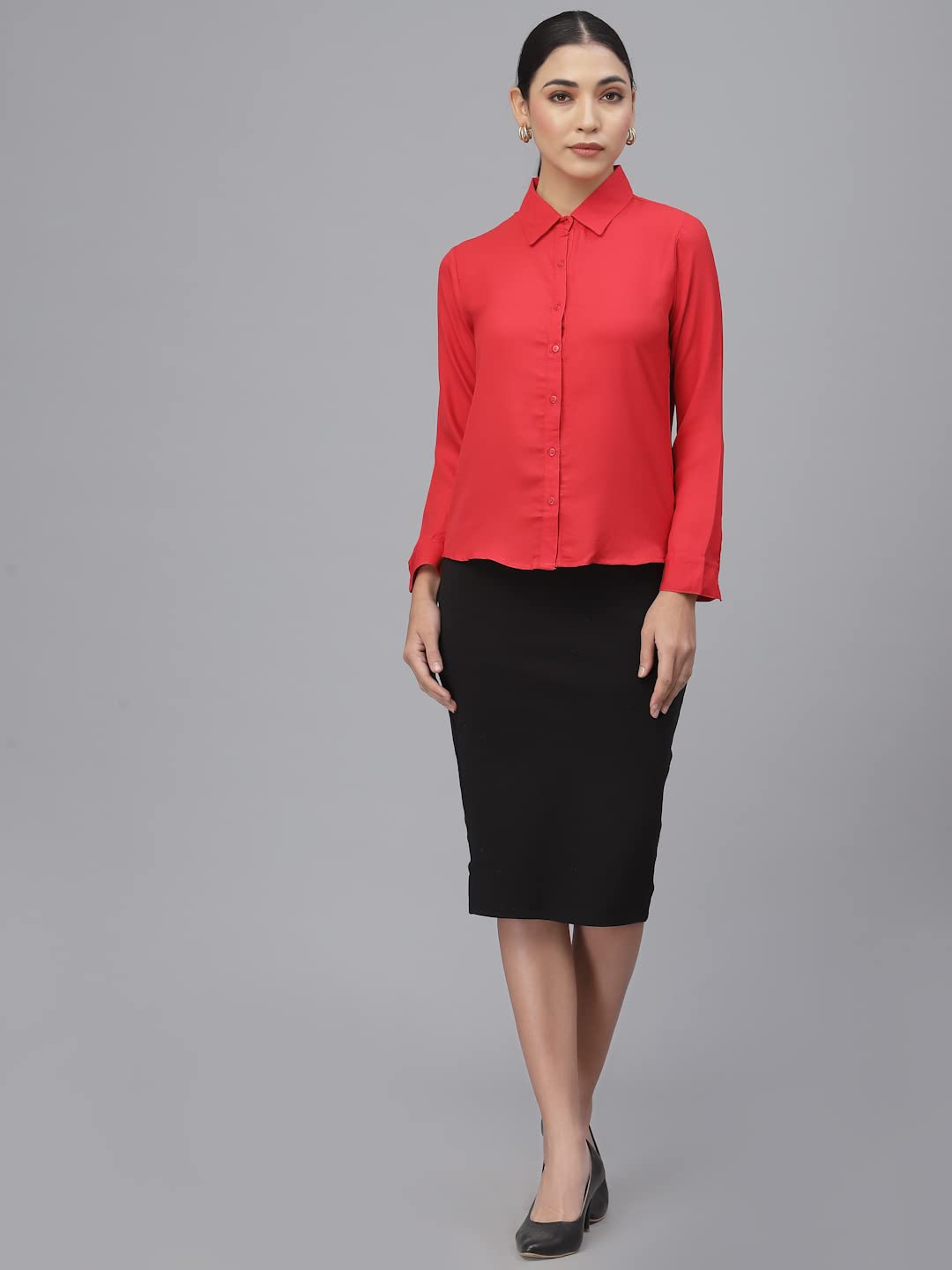 Style Quotient Women Solid White Polymoss Regular Formal Shirt