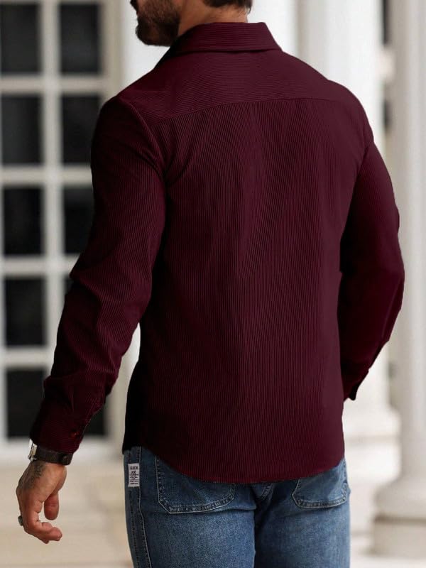 MiraMichi Corduroy Men's Full Sleeve Casual Striped