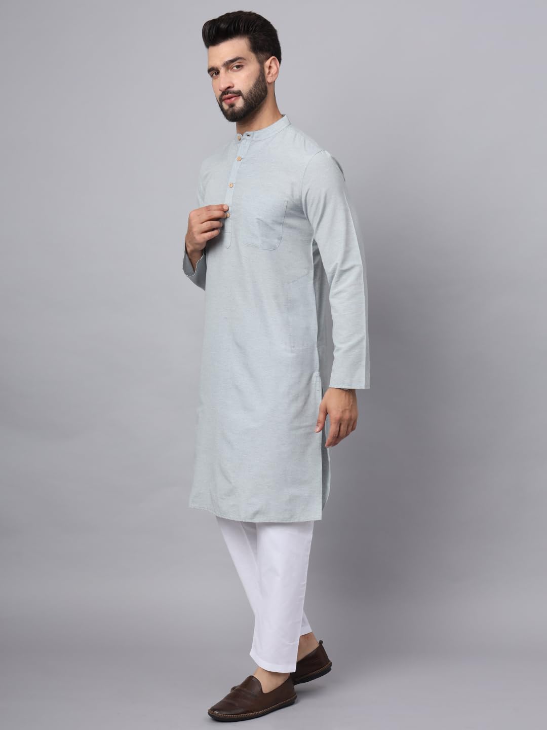 CHIKAN Men's Cotton Regular Premium Long Kurta