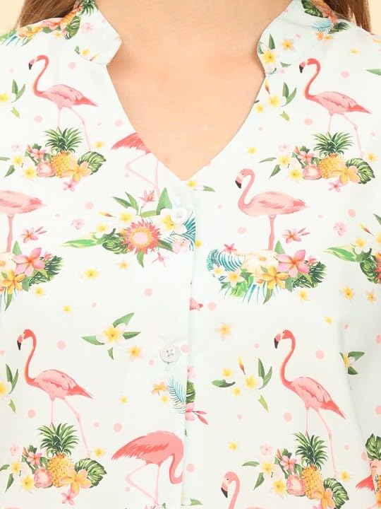 Trendy Queen Printed Straight Mandarin Neck Shirt