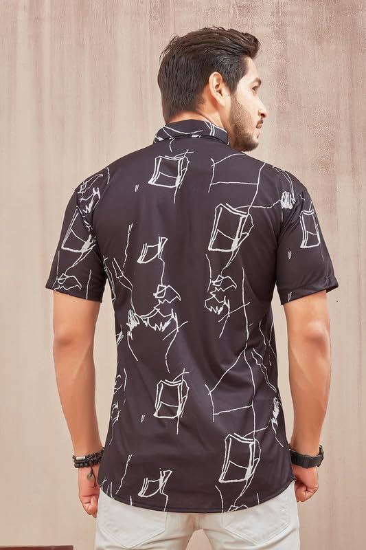 MART Men's Printed Lycra Half Sleeve Shirt Fashionable