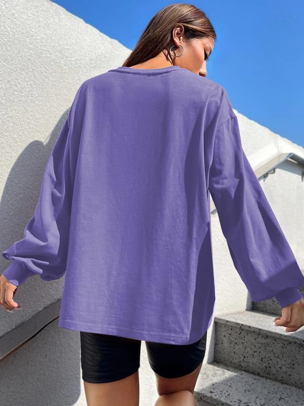 CHKOKKO Oversized Round Neck Drop Shoulder Solid