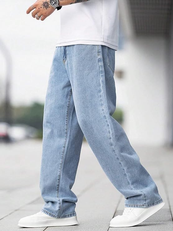 CABRRR Regular Men Loose Fit Mid Rise Light Blue Jeans