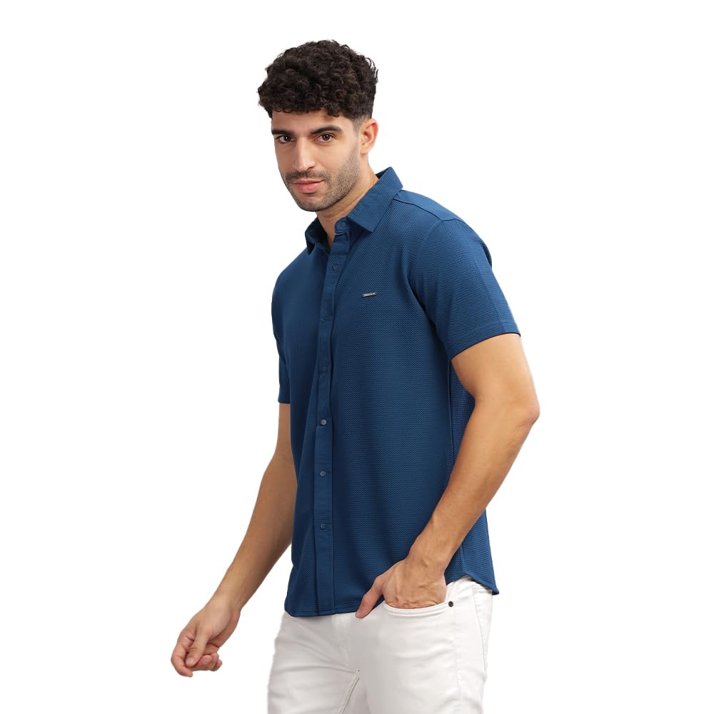 Parcel Yard Men's Airforce Self Design Shirt with Collar