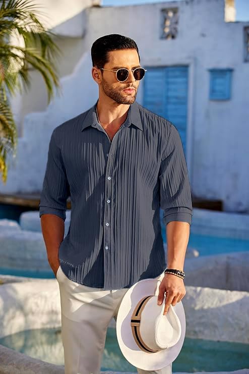KEMLA Men's Casual Button Down Shirts Long Sleeve