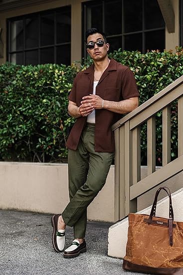 ColorChakra Casual Waffle Knit Shirt for Men
