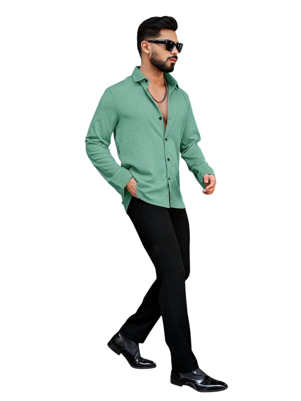 Men's Regular Fit Poly Popcorn Casual Shirt