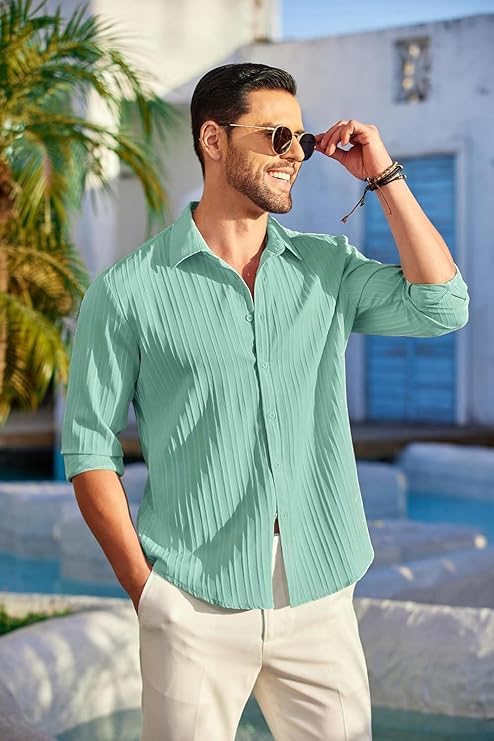 DEELMO Men's Casual Button Down Shirts Long Sleeve