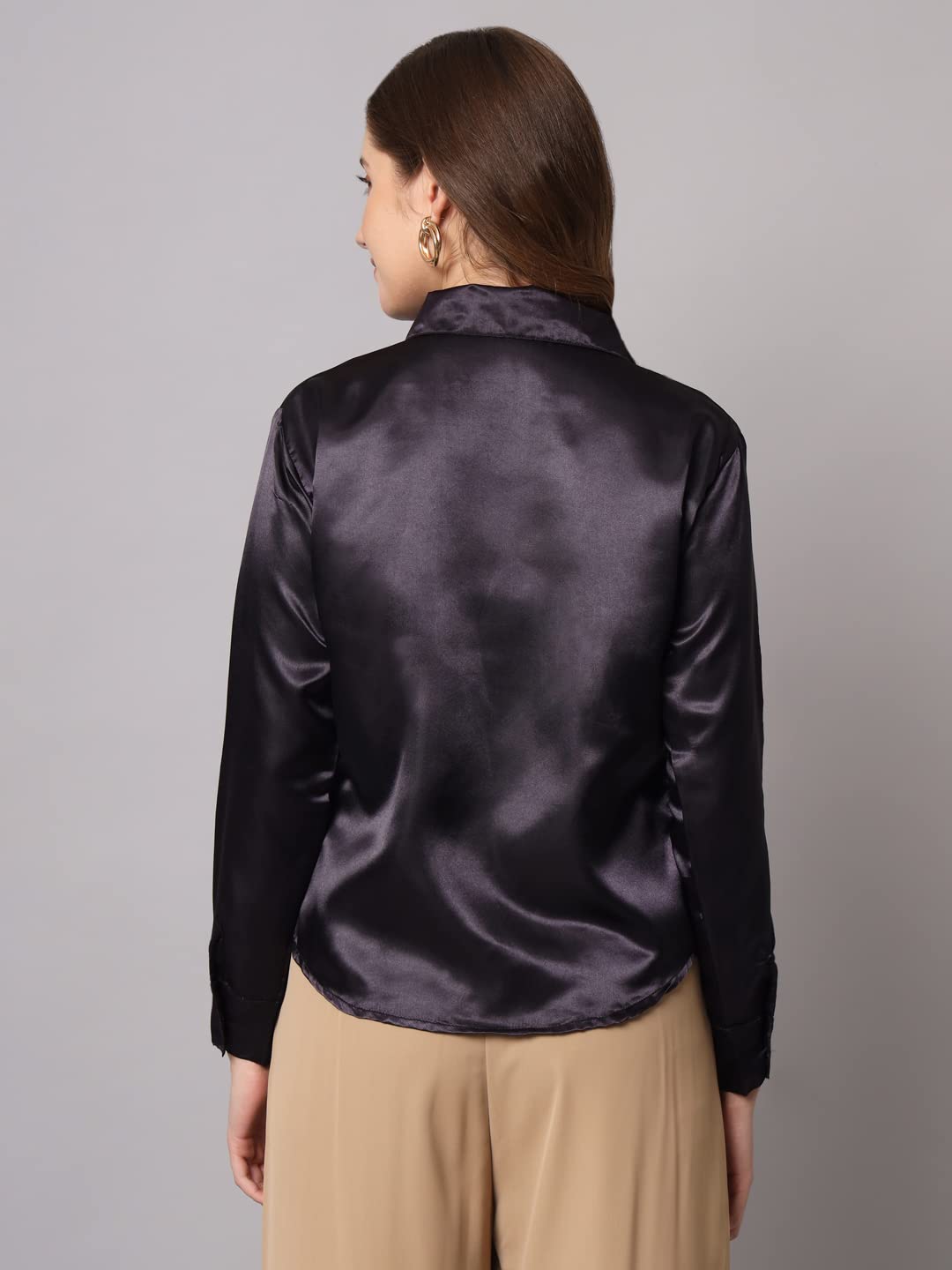 FUNDAY FASHION Women Solid Formal Satin Regular Fit Shirt