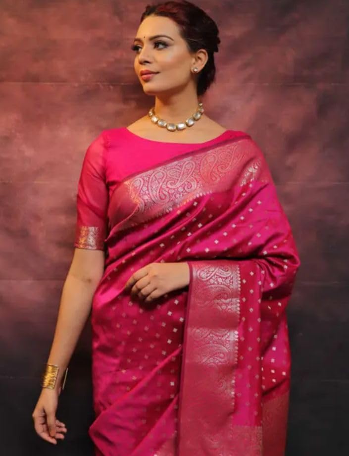 Women's Cotton Silk Woven Saree with Blouse Material
