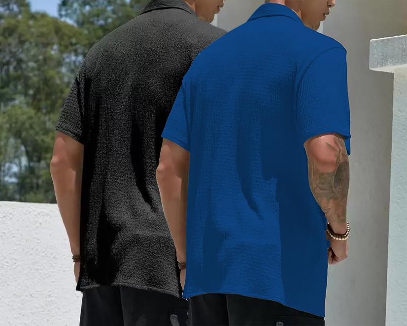MiraMichi Men's Slim Fit Half Sleeve Polycotton Casual