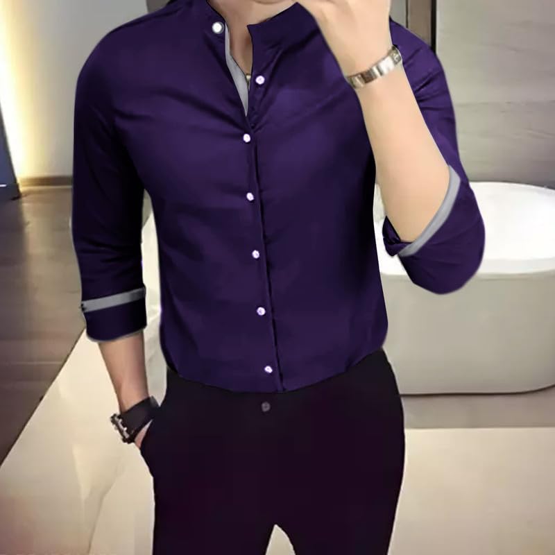 Tee Projekt Shirt for men Cotton Spread Collar Long Sleeve