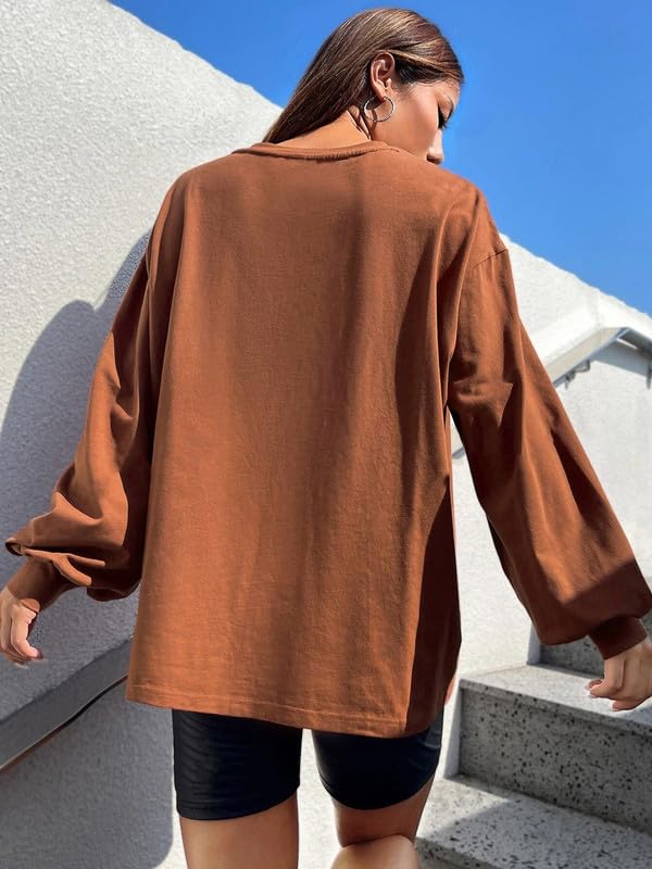 CHKOKKO Oversized Round Neck Drop Shoulder Solid