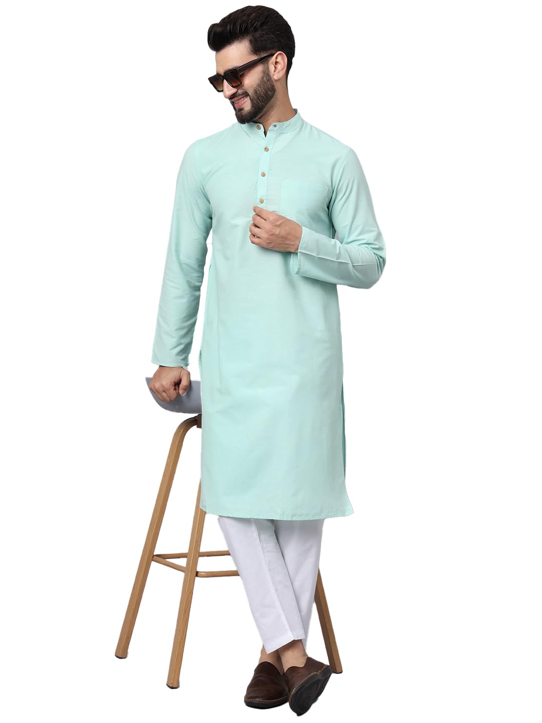 CHIKAN Men's Cotton Regular Premium Long Kurta