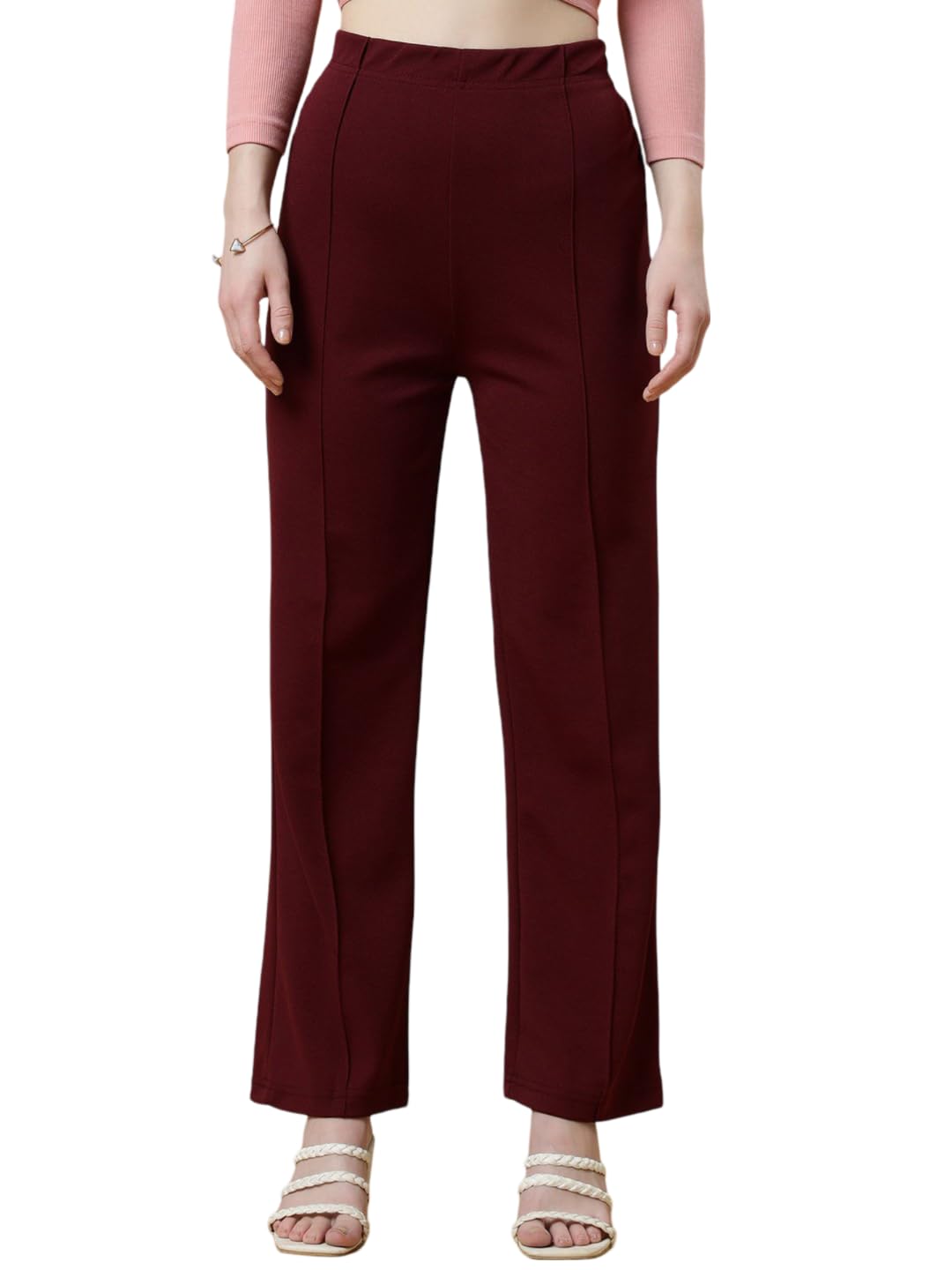 Qyaas Women's Classic Trouser Pants, High Waist