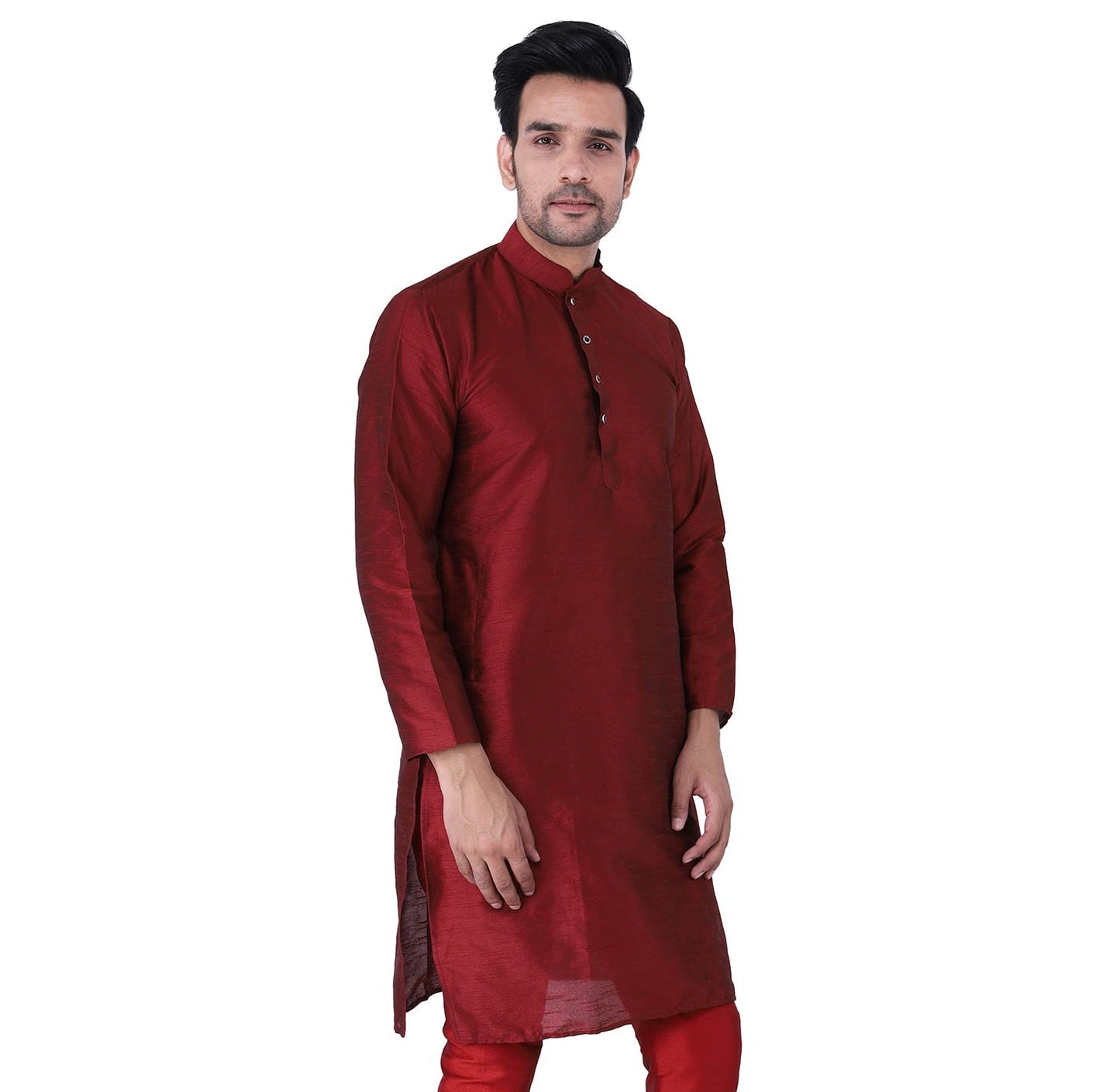 ZYMIN Men's Silk Blend Knee Length Solid Color Style